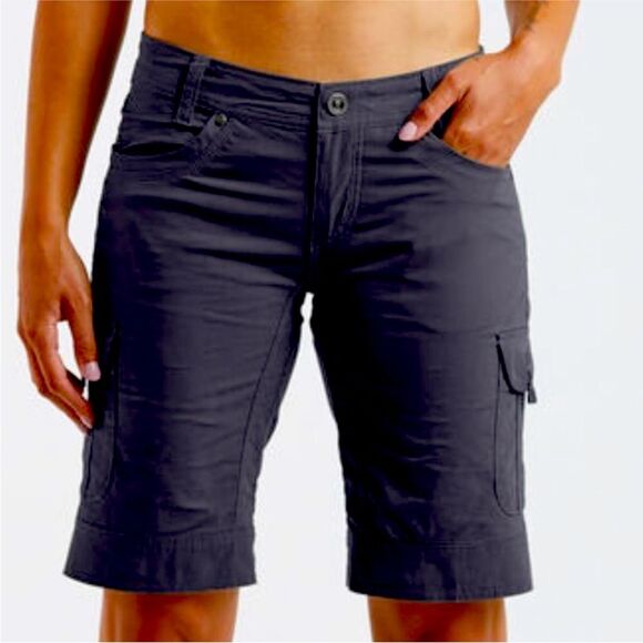 EUC Kuhl Black Free Range Long Shorts 11” inseam UPF 50 Cargo Pockets Size 2 - Picture 1 of 14